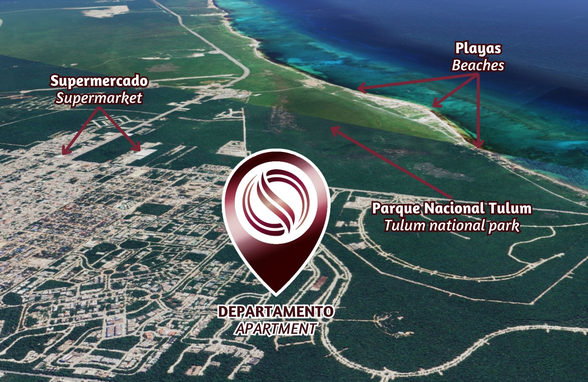 Condo with private pool, outdoor dining, solar panels, surrounded by green, yoga area, in region 15 of Tulum, for sale.