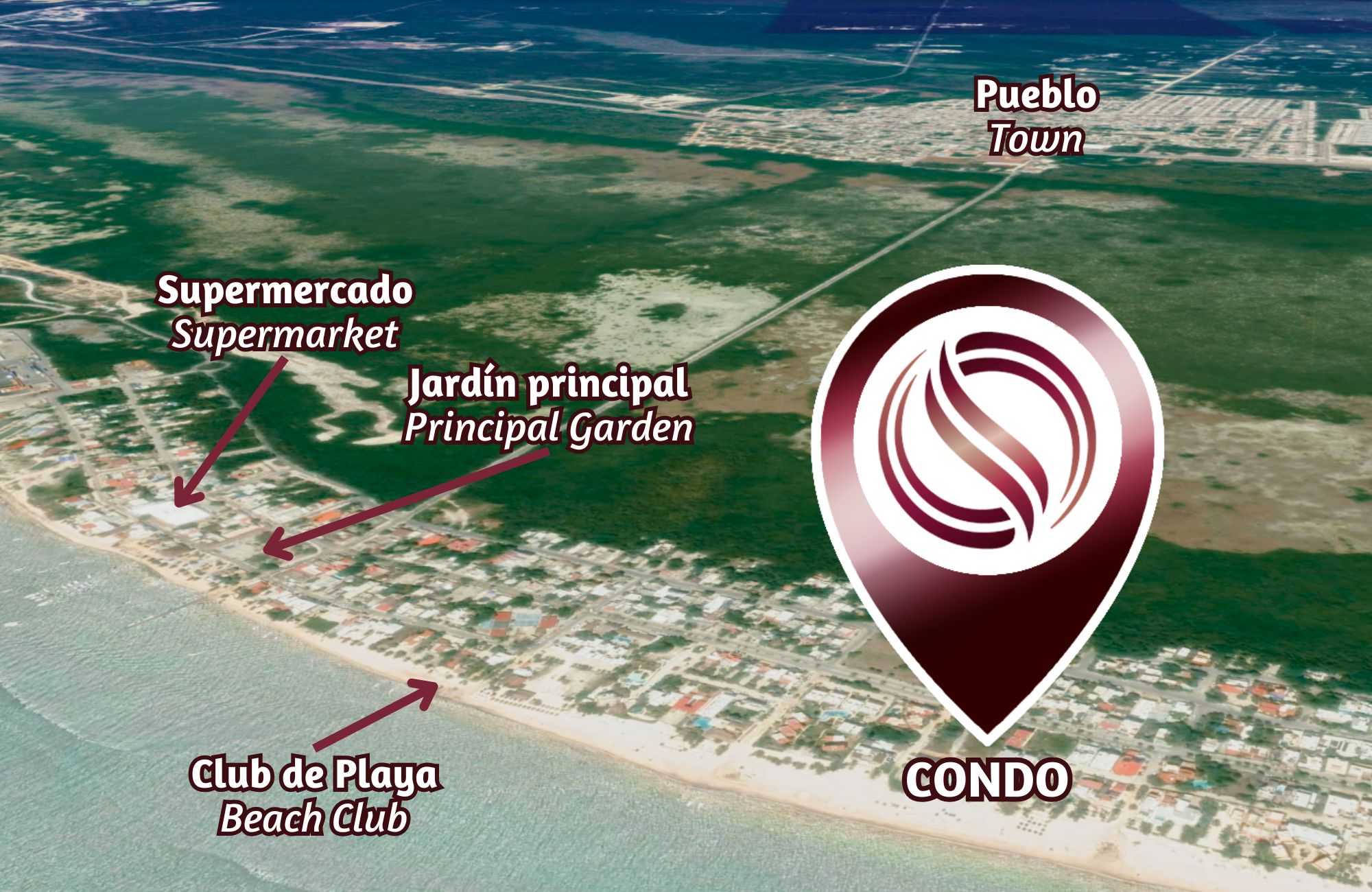 Condominium steps from the beach, with 2 terraces, ocean view pool, 200 meters from the beach, pre-construction, sale Puerto Morelos.