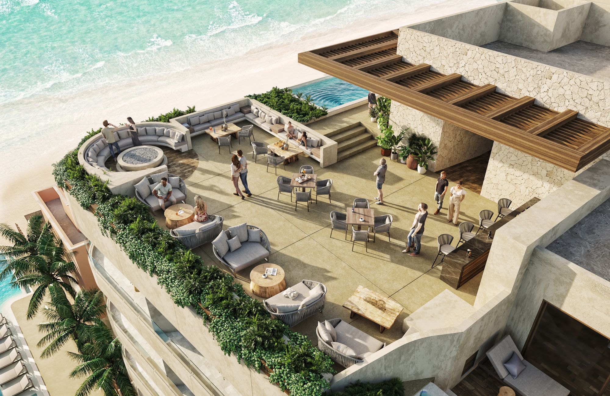 Beachfront condominium, private Jacuzzi, furnished, pool, for sale in Puerto Morelos.