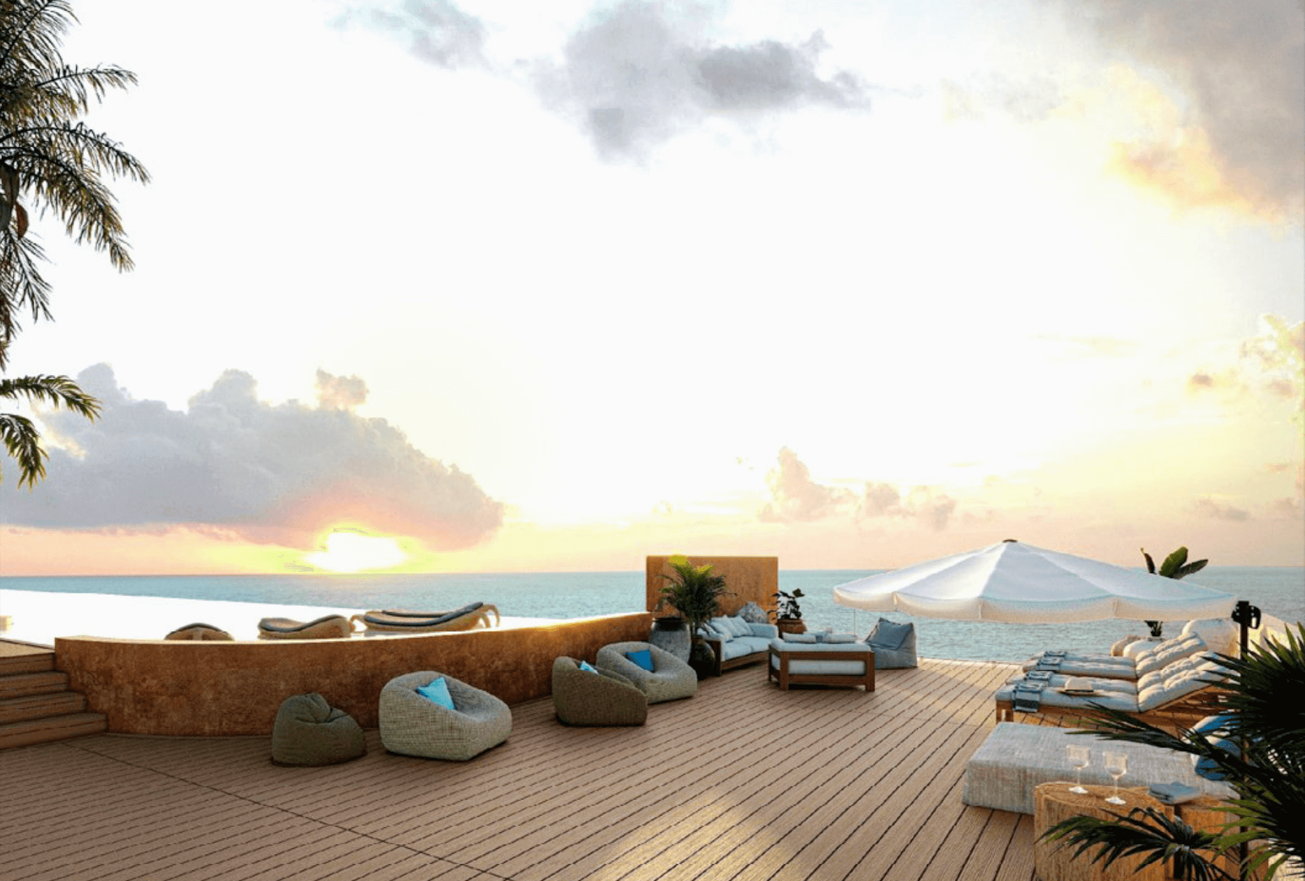 Ocean view penthouse, private terrace of 196 m2,  ocean front pool, beach access, unique design, innovative architecture, room service, kids