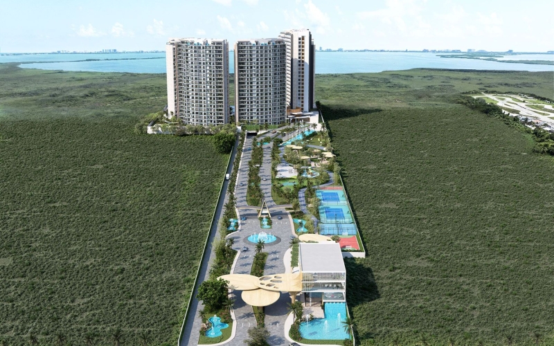Apartment with lobby, commercial area, pool, pre-construction, Colosio Boulevard for sale, Cancún.