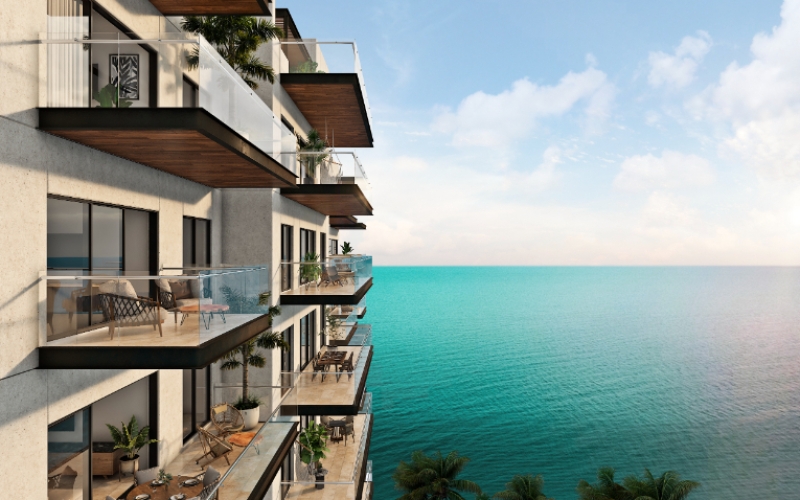 Ocean view condo with marina, beach club, sea boardwalk, pre-construction, for sale Progreso, Yucatan.