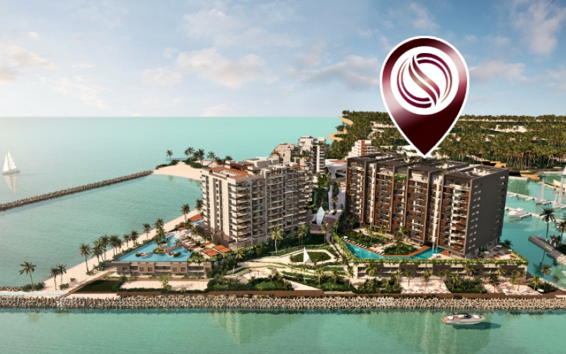 Ocean view apartment  with marina, beach club, sea boardwalk, pre-construction, for sale in Progreso, Yucatan.