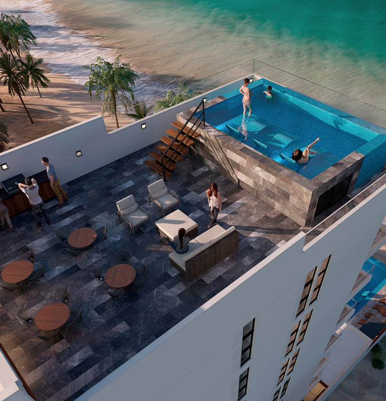 Casa con alberca privada, doble altura, jardin interior, bar con columpios, cerca de Paseo Montejo, en venta Merida, Yucatan