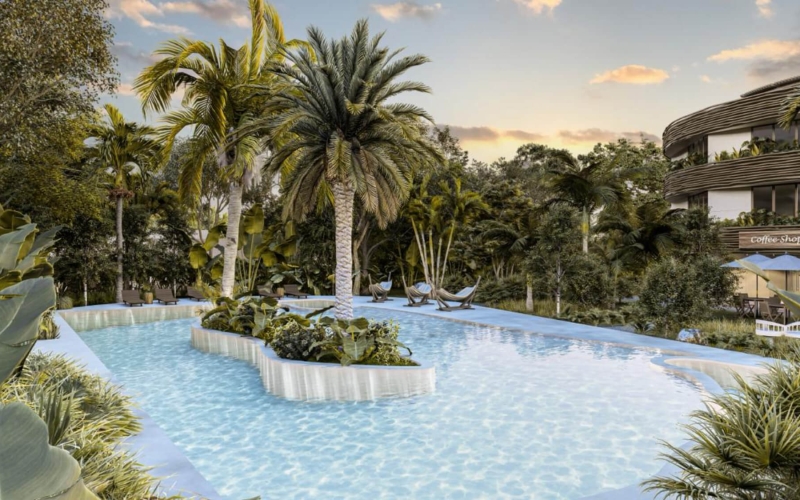 Condominium with garden, pool, paddle tennis court, North Hotel Zone, Cozumel.