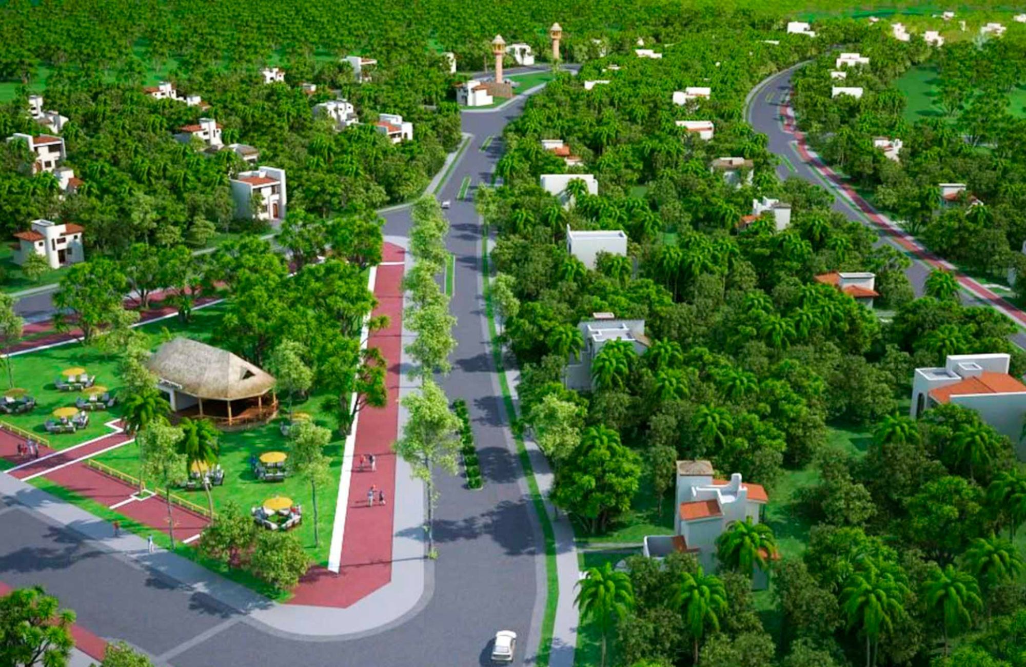Residential lot in gated community with amenities, protected green areas, commercial area, near the beach and hotel zone.