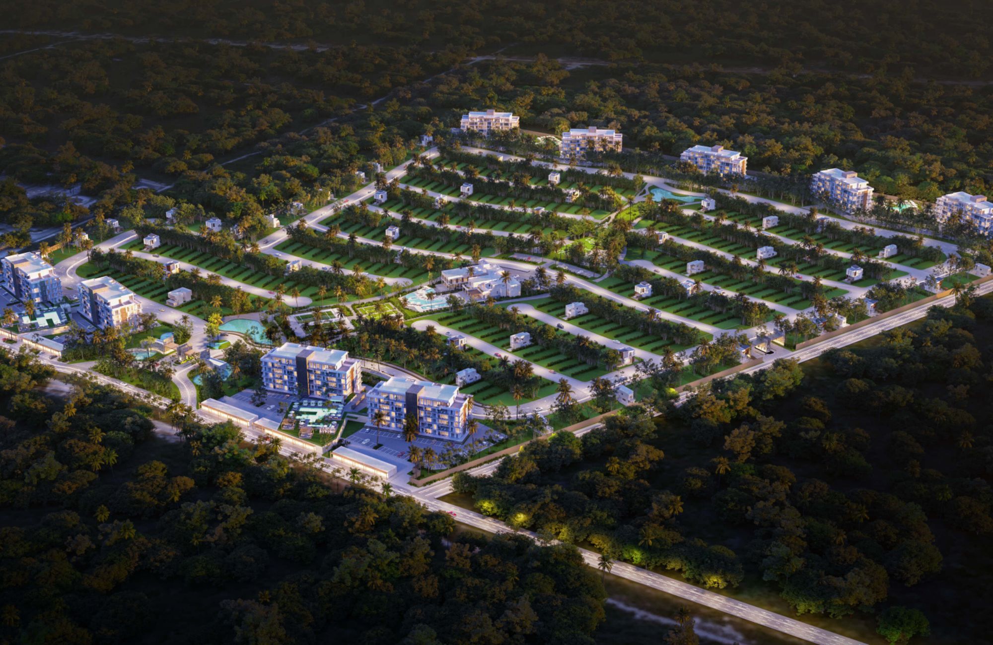 Land in a private residential area with a clubhouse, sports courts, pool, dog areas and more for sale Playa del Carmen.