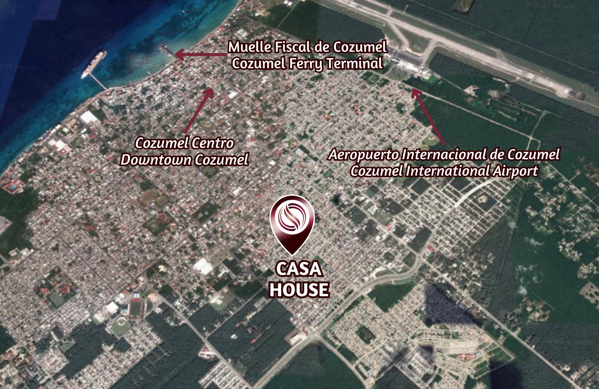 House with garden 3 minutes from the beach, for sale in Cozumel near Corpus Christi.