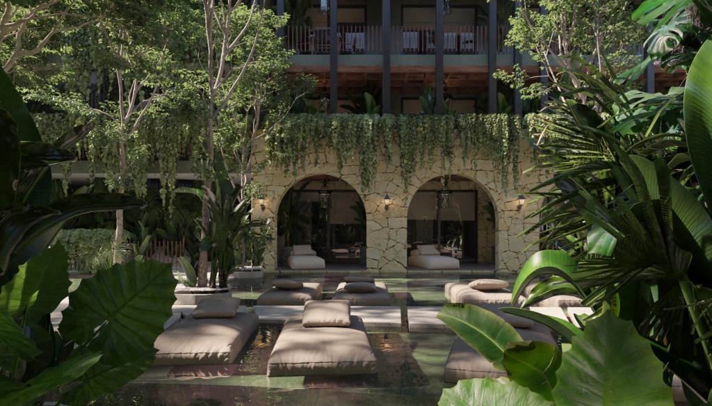 Condo in green building with luxury common areas, solar panels, jacuzzi, gym, concierge, 10 minutes from the beach, La Veleta, Tulum