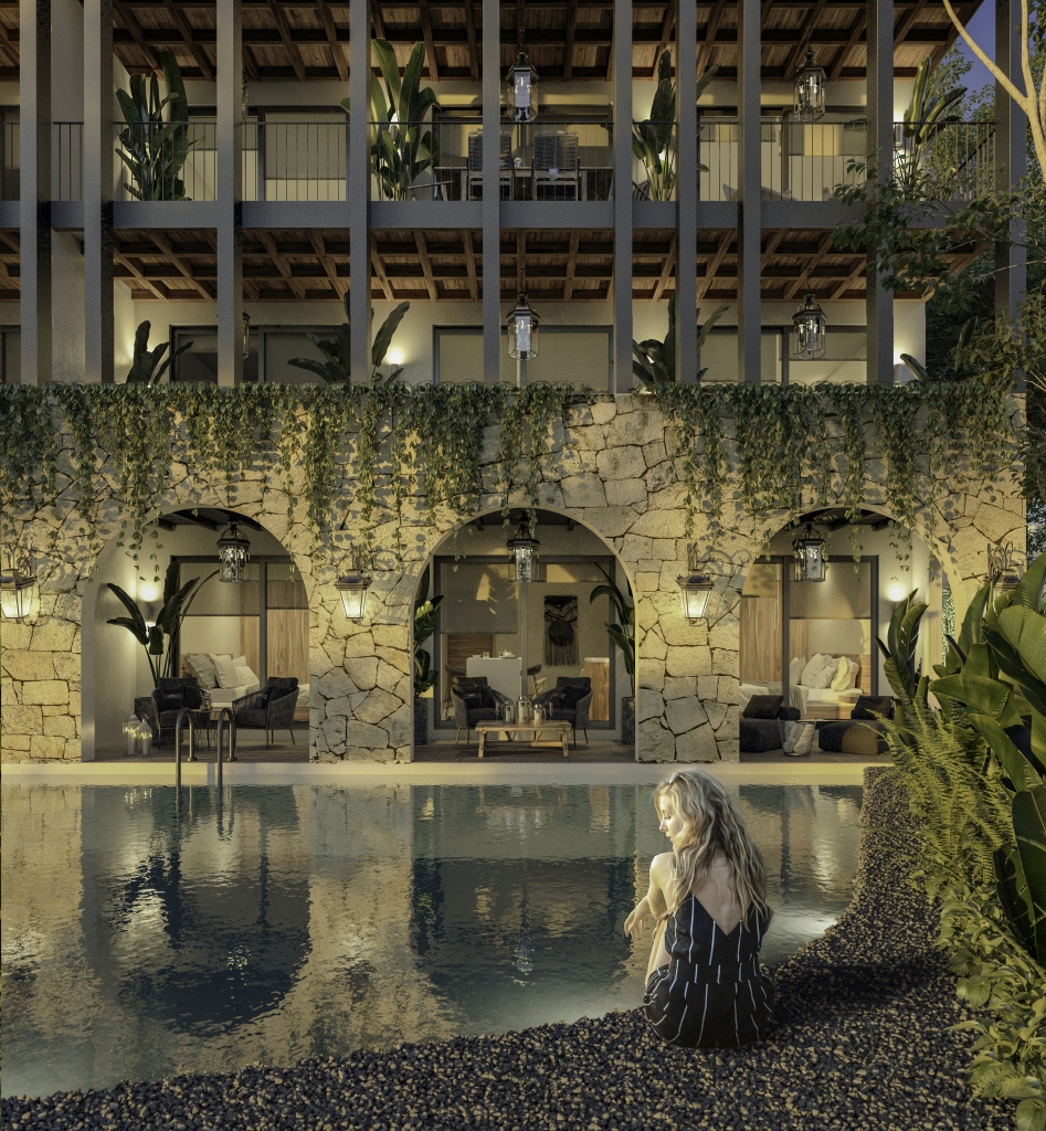 Condo with private garden and pool, full wall windows overlooking green areas, concierge, gym, 958m2 pool, children playground, and more