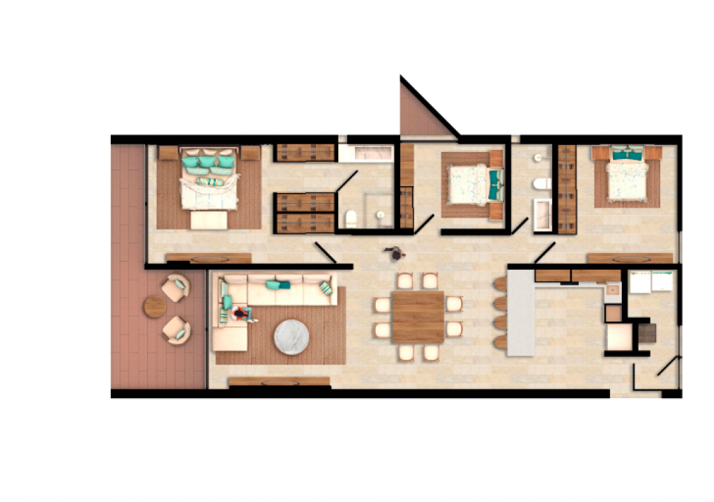 Apartamento con alberca, cancha de pádel, bar, asador, jacuzzi, en venta Cozumel