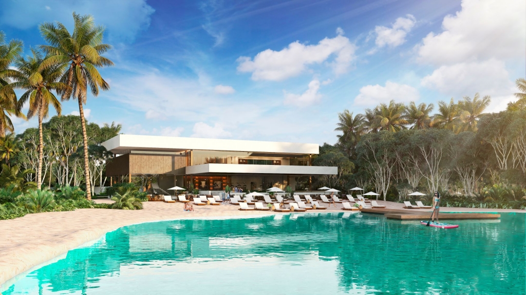 Beachfront residential lot for sale in Playa del Carmen, Paa Mul, with amenities and beach club.