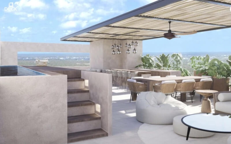 Ocean view rooftop apartment with private pool for sale in Cozumel