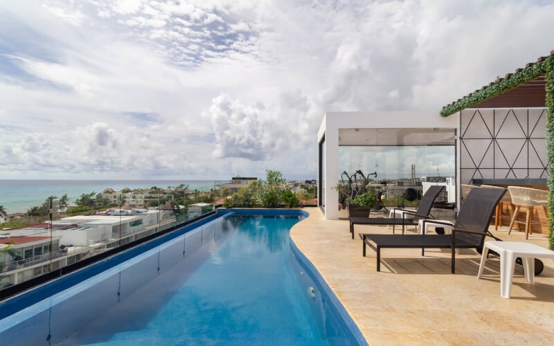 Studio with roof terrace with pool, gym and terrace on Fifth Avenue, Playa Del Carmen