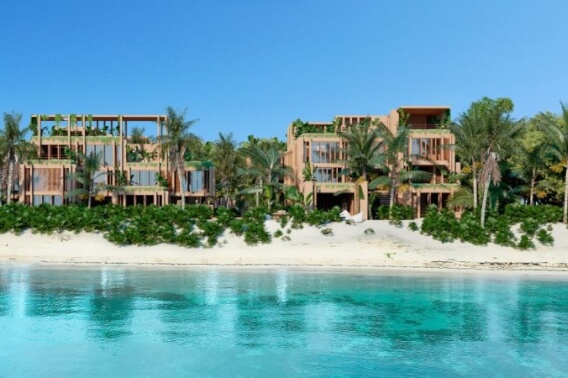 Beachfront condo with private beach, private pool and hotel amenities for sale Tulum, Tankah.