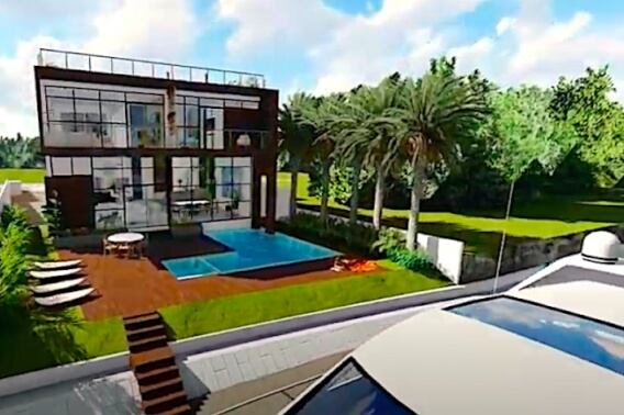 Luxury 4 bedroom residence with pool and private dock for sale in Puerto Cancun, preconstruction.