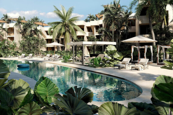 Apartamento con acceso al mar, club de playa, areas verdes y amenidades, en pre-construccion en venta Chicxulub Yucatan