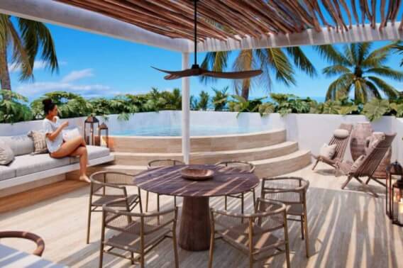 Beachfront pool and more amenities, pre-construction condo for sale Yucatan.