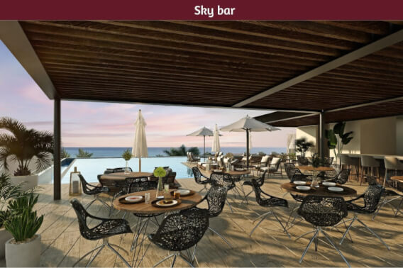 Condominio a 100 metros de la playa Sky bar con area de alberca infinity, vista al mar, zonas lounge, Gimnasio, spa y mas, en Zona Italiana.
