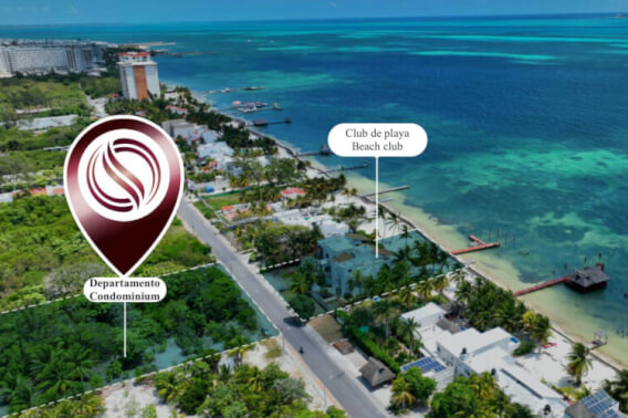 Condominium with beachfront beach club, pool, spa, and business center, in Cancun.