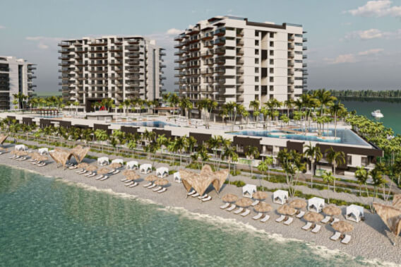 Condominio con vista a la marina, club de playa, concierge, chofer, alberca, Gimnasio, spa y mas, en venta, a 50 minutos de Merida,Yucatán.
