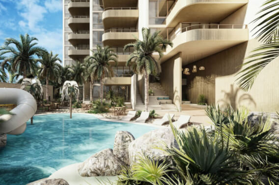 Condominium with ocean views, garden, gym pool, kids area, kids pool, Telchac Puerto, Merida.