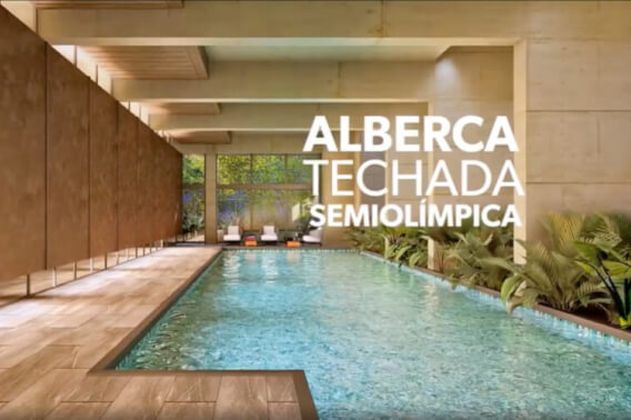 Departamento con 5m2 de balcon, alberca con carril de nado, gimnasio, area de juegos, areas verdes, en venta en Santa Fe, Ciudad de Mexico.