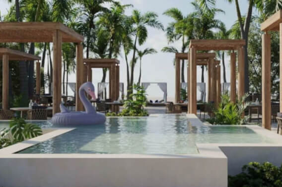 Departamento con acceso al mar, club de playa, areas verdes y amenidades, en pre-construccion en venta Chicxulub Yucatan