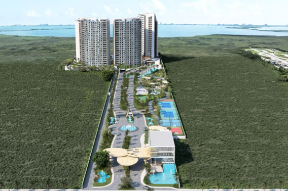 Apartment with lobby, commercial area, pool, pre-construction, Colosio Boulevard for sale, Cancún.