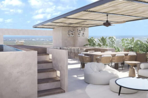 Departamento con rooftop vista al mar, alberca privada en venta en Cozumel