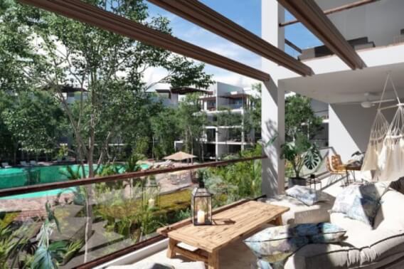 Condo in green building with luxury common areas, solar panels, jacuzzi, gym, concierge, 10 minutes from the beach, La Veleta, Tulum