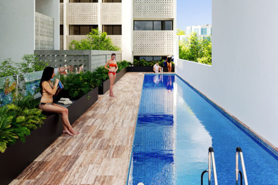 Loft with pool 500 meters to the besch, pre-construction, for sale, Playa del Carmen.