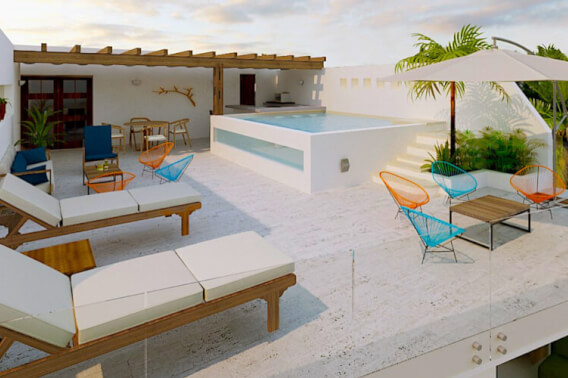Penthouse with pool, BBQ area, indoor-outdoor gym, access to beach club, in Cozumel Country Club North Hotel Zone, Cozumel.
